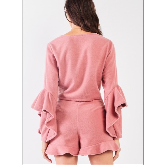 Fuzzy Cropped Top & High-Waisted Shorts Set - Picture 2 of 5